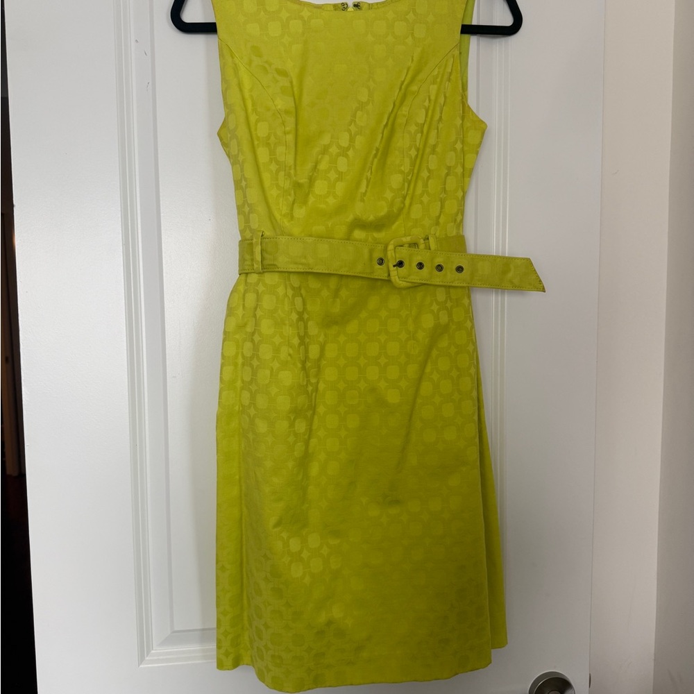 Banana republic neon yellow belted dress Sz 2 pockets!